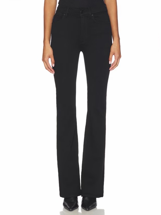 DL1961 Denim - DL1961 Bridget Boot High-Rise Black Flare Raw Hem Jeans (27)